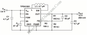 采用德州儀器TPS6108x系列的多功能升壓轉換器電路圖